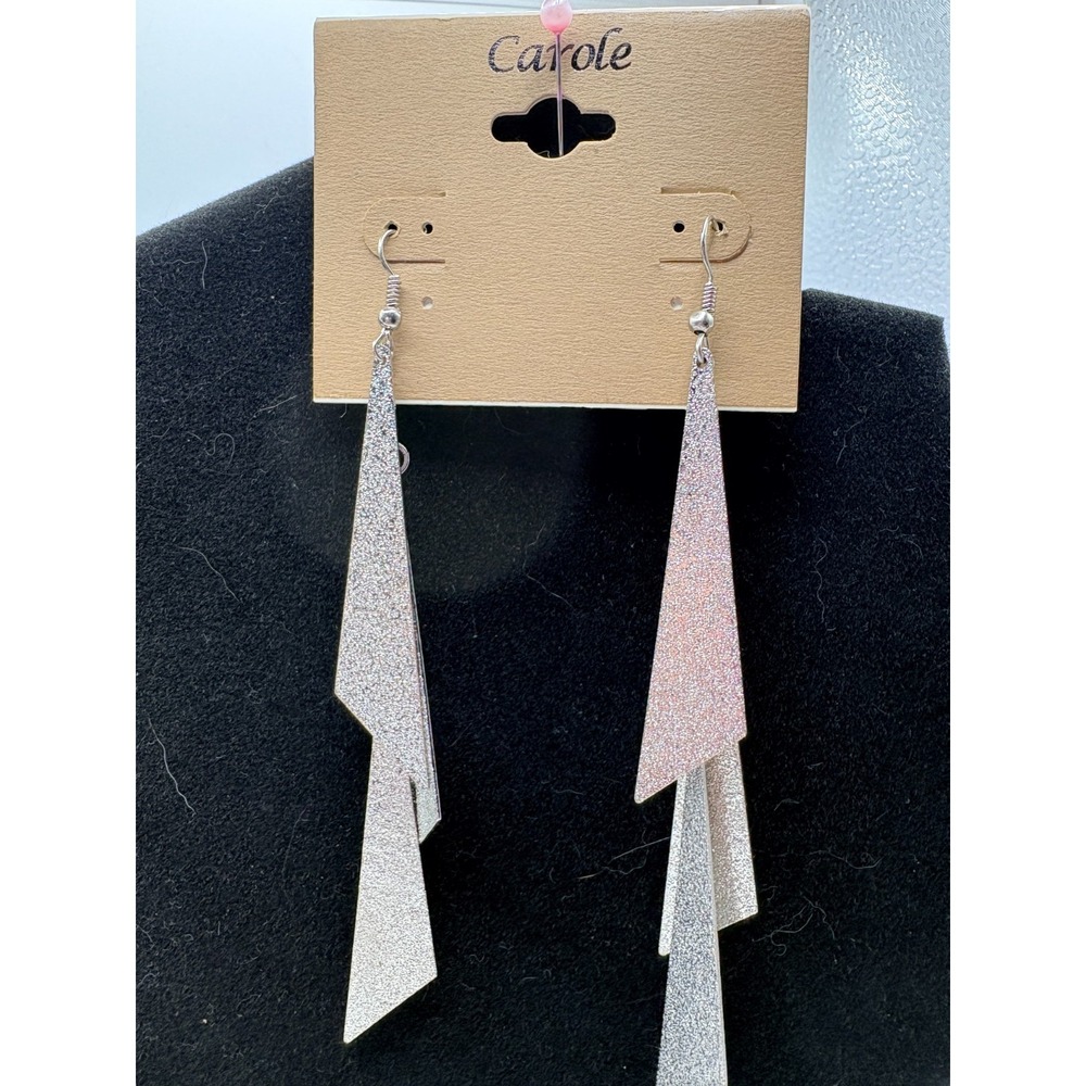 Carole‎ Long Tapered Icosceles Triangle Shape Dangle Earrings